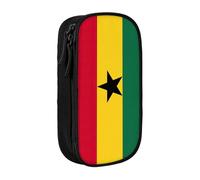 Lootpe Trousse à crayons avec motif drapeau du Ghana - Grande capacité - Avec fermeture éclair