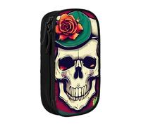 Lootpe Trousse à crayons avec motif tête de mort de taureau et cactus mignon, sac de rangement, boîte à crayons de grande capacité, trousse portable avec fermeture éclair