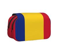 lootpe Trousse à crayons de grande capacité avec imprimé drapeau de la Roumanie, pochette pour marqueur, pochette de rangement de papeterie, trousse à stylos portable pour bureau