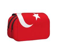 lootpe Trousse à crayons de grande capacité avec imprimé drapeau de la Turquie, pochette pour marqueur, pochette de rangement de papeterie, trousse à stylos portable pour le bureau