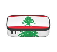 lootpe Trousse à crayons de grande capacité avec imprimé drapeau du Liban, organiseur de papeterie de bureau, sac à crayons portable pour bureau