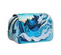 lootpe Trousse à crayons de grande capacité avec imprimé vagues de l'océan, pochette pour marqueur, pochette de rangement de papeterie, trousse à stylos portable pour le bureau
