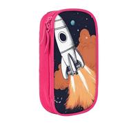 Lootpe Trousse à crayons imprimée Rocket In Space, sac de rangement, boîte à crayons de grande capacité, trousse à crayons portable avec fermeture éclair
