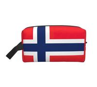 Lootpe Trousse de maquillage avec imprimé drapeau norvégien, pochette de maquillage de voyage, organisateur de produits de toilette, grande trousse de maquillage pour femme
