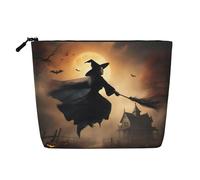 lootpe Trousse de maquillage de voyage avec 2 impressions de sorcière d'Halloween, grande capacité pour femme, trousse de maquillage portable, trousse de toilette