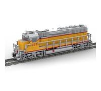 LootPop Kit de construction de train électrique, MOC-180032 GP40 4 axes diesel - Kit de modélisation de bricolage, tramway jaune-gris (version dynamique avec contrôle de vitesse/1146 pièces)
