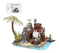 LootPop Kit de construction Île Pirate - MOC-195694 - Kit de construction - Île de survie tropicale - Bouteille de vin, drapeau et décoration d'île - Cadeau créatif de 273 pièces pour adultes et