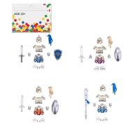 LootPop Mini figurines de chevalier - Accessoires d'armement - 4 ensembles d'armement royal médiéval et accessoires d'armes - Compatible avec les grandes marques (39 pièces)