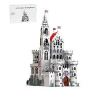 LootPop MOC-193221 Kit de construction modulaire du château royal médiéval - Le Retour du Roi - 3939 pièces avec château, tours, drapeaux et arbres - Cadeau pour adultes