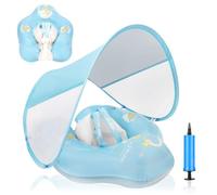 LOOWARTS Bouee Bebe 6-36 Mois avec Parasol et Siège de Sécurité,Bouée Bébé 2 3 Ans，Bouée Piscine Enfant Gonflable,Flotteur Bebe Piscine UPF50+ Protection UV pour Enfants de 10 à 15 KG.