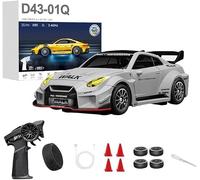 LooWindoer 1:43 RC Drift Truck Gyro Stabilisation Q10 / Gris D43-02 | Direction directe et réponse au gaz, alimentation rechargeable, châssis amortissant, longueur 11,7 cm
