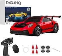 LooWindoer 1:43 RC Drift Truck Gyro Stabilisation Q2 / Rouge D43-01 | Direction directe et réponse au gaz, alimentation rechargeable, châssis amortissant, longueur 11,7 cm