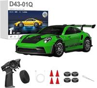 LooWindoer 1:43 RC Drift Truck Gyro Stabilisation Q5 / Vert D43-01 | Direction directe et réponse au gaz, alimentation rechargeable, châssis amortissant, longueur 11,7 cm
