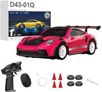 LooWindoer 1:43 RC Drift Truck Gyro Stabilisation Q6 / Magenta D43-01 | Direction directe et réponse au gaz, alimentation rechargeable, châssis amortissant, longueur 11,7 cm