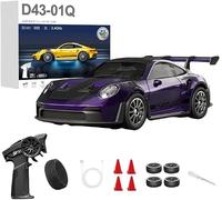 LooWindoer 1:43 RC Drift Truck Gyro Stabilisation Q7 / Violet D43-01 | Direction directe et réponse au gaz, alimentation rechargeable, châssis amortissant, longueur 11,7 cm
