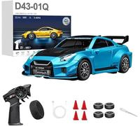 LooWindoer 1:43 RC Drift Truck Gyro Stabilisation Q8 / Bleu D43-02 | Direction directe et réponse au gaz, alimentation rechargeable, châssis amortissant, longueur 11,7 cm