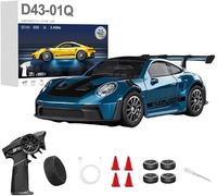 LooWindoer D43-01 Voiture de dérive télécommandée 1:43, stabilisation | Direction directe et réponse au gaz, alimentation rechargeable, châssis amortissant, longueur 11,7 cm
