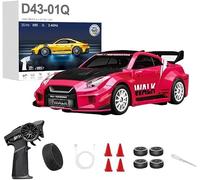 LooWindoer Voiture de dérive RC 1:43, stabilisation gyroscopique, Q4 | Direction directe et réponse au gaz, alimentation rechargeable, châssis amortissant, longueur 11,7 cm