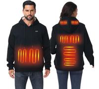 Loowoko Sweat a capuche chauffante Homme Femme avec power bank 10000mAh, 3 niveaux de température + 6 zones de chaleur - Lavable - Pour travail en extérieur, moto, promenades