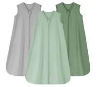 Looxii Gigoteuses 0,5 TOG, 100% coton, lot de 3, gigoteuses légères pour nouveau-né, fermeture éclair à double sens, pour enfant de 6 à 12 mois