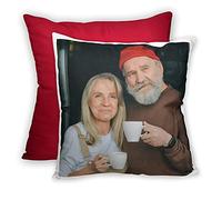 LOOXIS Coussin Photo personnalisé, à Personnaliser, à Faire Imprimer, Texte et Photo de Votre Choix - Idée Cadeau pour Femmes et Hommes - Remplissage Inclus, 40 x 40 cm, Aspect Lin, Rouge Oriental