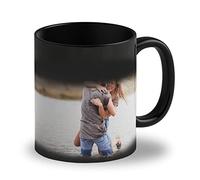 LOOXIS Mug magique personnalisé avec photo et texte, à personnaliser - Mug à changement de couleur, Magic Mug, revêtement thermique, 325ml - Idée cadeau pour femmes & hommes - Intérieur noir