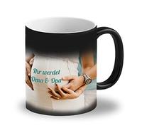 LOOXIS Mug magique personnalisé avec photo et texte, à personnaliser - Mug à changement de couleur, Magic Mug, thermo-revêtement, 325ml - Idée cadeau pour femme & homme - Intérieur blanc