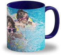LOOXIS Mug personnalisé, à créer soi-même, à partir de sa photo + texte, différentes couleurs - Idée de cadeau anniversaire, mariage - impression panoramique sans bordure possible, 325ml.Bleu foncé