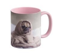 LOOXIS Mug personnalisé, à créer soi-même, à partir de sa photo + texte, différentes couleurs - Idée de cadeau anniversaire, mariage - impression panoramique sans bordure possible, 325ml.Rose
