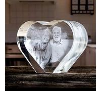 LOOXIS Photo Laser 2D personnalisée de sa Propre Image, gravée au Laser dans Un cœur en Verre - Idée Cadeau pour Noël, Anniversaire, Mariage, Femmes et Hommes - Hologramme en Verre Cristal, XL