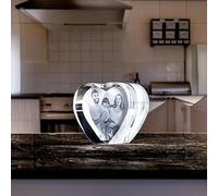 LOOXIS Photo Laser 2D personnalisée de Votre Propre Image, gravée au Laser dans Un cœur en Verre - Idée Cadeau pour Noël, Anniversaire, Mariage, Femmes et Hommes - Hologramme en Verre Cristal, L