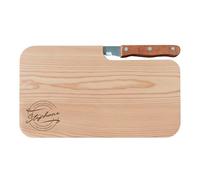 LOOXIS Planche à découper personnalisée avec couteau à bosse, nom et texte gravés - Bois de chêne, 26x15cm (Idée de cadeau pour femmes, hommes, emménagement, Saint-Valentin) Motif 1