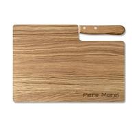 LOOXIS Planche à découper premium personnalisée avec couteau à bosse, nom et texte gravés - Bois de chêne, 26x15cm (Idée de cadeau pour femmes, hommes, emménagement, Saint-Valentin) Nom