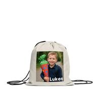 LOOXIS Sac de gym personnalisé pour enfants avec nom et motif imprimés - Cordon de serrage - Toucher lin - Idée cadeau pour garçons, filles, rentrée des classes, sport, sac à jouets, vêtements de