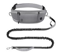 Looxmeer Laisse Canicross Chien, Laisse Main Libre pour Chiens, Longe de Jogging Élastique 160-220cm, Anti-tirons, Réfléchissant, Ceinture Réglable, Double Poignée pour Course à Pied, Marche