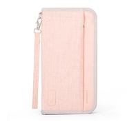 Looxmeer Portefeuille Femme, Pochette Passeport Porte-Passeport Organisateur de Voyage Familial avec Blocage RFID Porte-Document Pochette pour Billet d'avion Voyage Accessoires, Rose