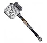 LOOYAR Viking Thunder Hammer Prop - Mousse PU légère, Taille M, Fer Noir, tête et poignée Amovibles pour Adulte, Accessoire de Costume