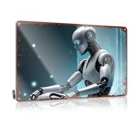 LOP Décoration de porte pour chambre à coucher Robotic Future : Advanced Ai In Everyday Life - Plaque en étain - Décoration murale (20 x 30 cm)