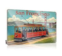LOP Man Cave Accessories And Decor Vintage San Francisco Cable Car Ride Alongside The Golden Gate Br Panneau en étain Panneau décoratif (20 x 30 cm)
