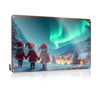 LOP Panneau de bar amusant en métal « Three Children In Santa Hats Marvel At The Northern Lights » - Panneau de bar pour la maison et le bar (30 x 40 cm)