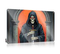 LOP Panneau en étain pour garage - Figurine sombre avec yeux rouges tenant une épée - Panneau en étain - Panneau de mancave - Décoration amusante (20 x 30 cm)