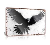 LOP Panneau mural humoristique en étain avec inscription « In Home Bar » - Motif corbeau noir qui s'envole contre un grunge - 30 x 40 cm