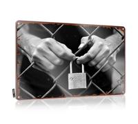 LOP Plaque en métal « Man Cave Bar Hands Behind Bars : The Symbol Of Freedom's Grip » - Décoration murale vintage - 30 x 40 cm