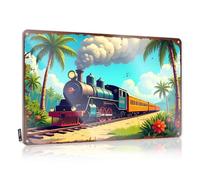 LOP Plaque en métal vintage drôle train à vapeur voyage à travers le paradis tropical panneau en étain pour adultes pour homme grotte trucs pour chambre de garçon (20 x 30 cm)