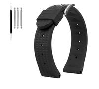 LOPAKACTAG Bracelet de montre en caoutchouc 20 mm/22 mm for Seiko, IWC et Citizen, style gaufré, universel, for plongée homme, silicone, sport(Black-silver,20mm)