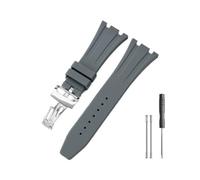 LOPAKACTAG Bracelet de montre en silicone for AP Aibi 15400 Royal Oak Series, étanche et résistant for la transpiration, accessoire homme, 28 mm(Gray-Steel-Z1)