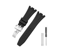LOPAKACTAG Bracelet de montre en silicone for AP Aibi 15400 Royal Oak Series, étanche et résistant for la transpiration, accessoire homme, 28 mm(Black-Steel-Z1)