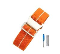LOPAKACTAG Bracelet de montre Tudor Black Bay for petites fleurs rouges, série Bronze, en toile nylon élastique et respirante style parachute, 18, 20 22 mm(Orange White-Steel,20mm)