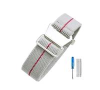LOPAKACTAG Bracelet de montre Tudor Black Bay for petites fleurs rouges, série Bronze, en toile nylon élastique et respirante style parachute, 18, 20 22 mm(Light Gray Red-Steel,22mm)
