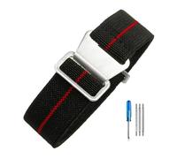 LOPAKACTAG Bracelet de montre Tudor Black Bay for petites fleurs rouges, série Bronze, en toile nylon élastique et respirante style parachute, 18, 20 22 mm(Black Red-Steel,22mm)